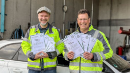 Erneut als Entsorgungsfachbetrieb zertifiziert Christian Petermann und Klaus Grandy freuen sich über die Zertifizierung.