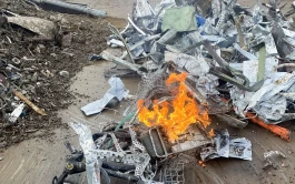 Ein brennender Fahrradakku im Mischschrott. 